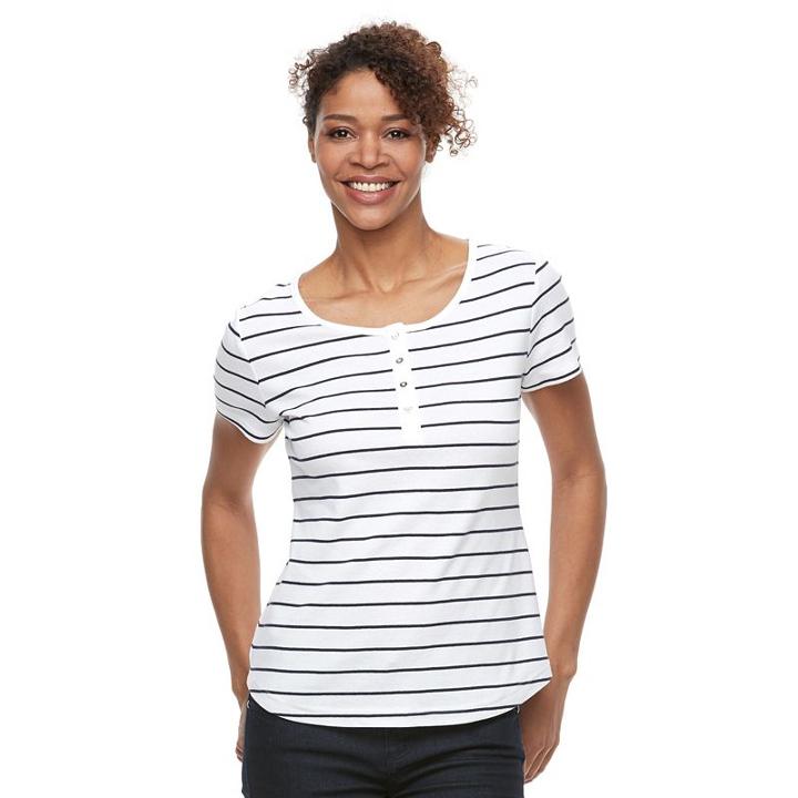 Women's Croft & Barrow&reg; Henley Tee, Size: Medium, White