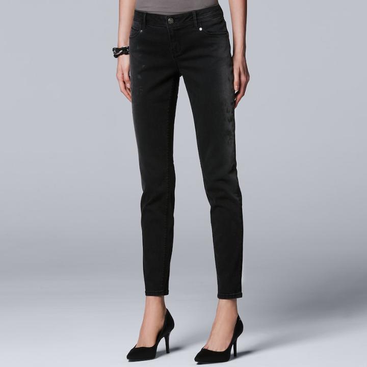 Women's Simply Vera Vera Wang Faded Print Skinny Jeans, Size: 4, Grey