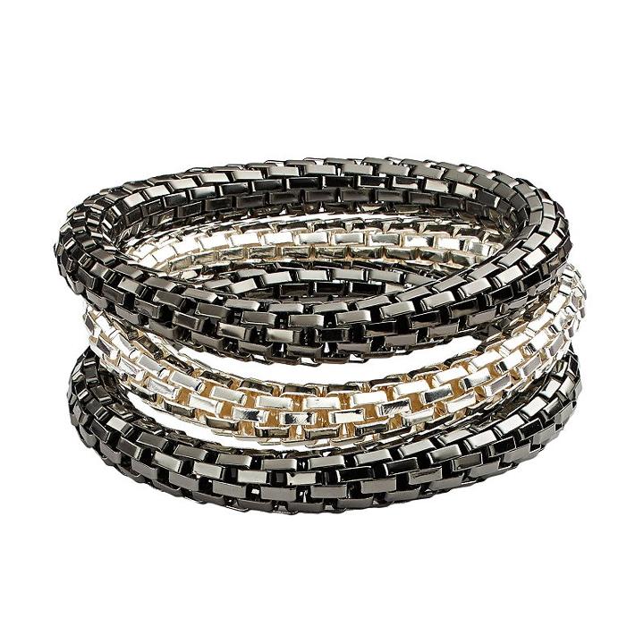 Plus Size Two Tone Mesh Stretch Bracelet Set, Women's, Multicolor