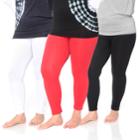 Plus Size White Mark 3-pack Solid Leggings, Women's, Black White Red