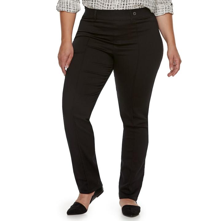 Plus Size Utopia By Hue Pintucked Twill Skimmer Leggings, Women's, Size: 1xl, Black