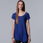 Women's Simply Vera Vera Wang Pucker Asymmetrical Hem Tee, Size: Large, Dark Blue