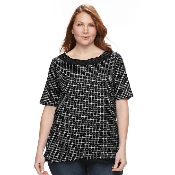 Plus Size Women's Croft & Barrow&reg; Crochet Tee, Size: 1xl, Black