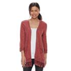 Petite Sonoma Goods For Life&trade; Pointelle Fringe-hem Cardigan, Women's, Size: Xs Petite, Dark Red
