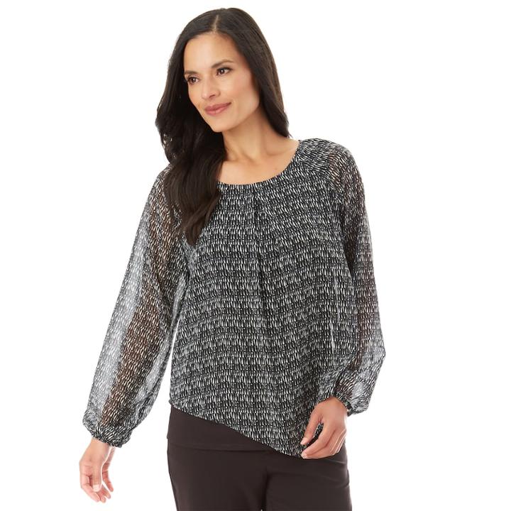 Women's Apt. 9&reg; Layered Front Top, Size: Small, Black Scratchy
