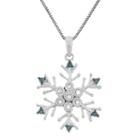 1/10 Carat T.w. Blue And White Diamond Sterling Silver Snowflake Pendant Necklace, Women's, Size: 18