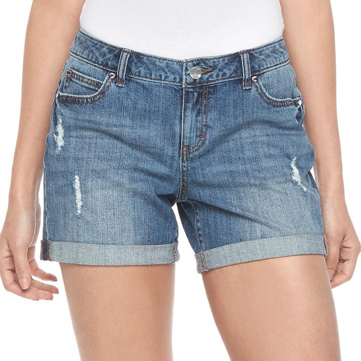 Women's Jennifer Lopez Cuffed Jean Shorts, Size: 10, Dark Blue