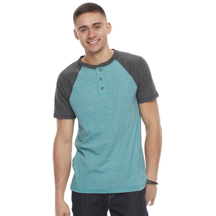 Men's Urban Pipeline&reg; Ultimate Baseball Henley, Size: Large, Turquoise/blue (turq/aqua)