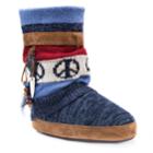 Muk Luks Women's Riley Striped Boot Slippers, Size: Medium, Blue (navy)