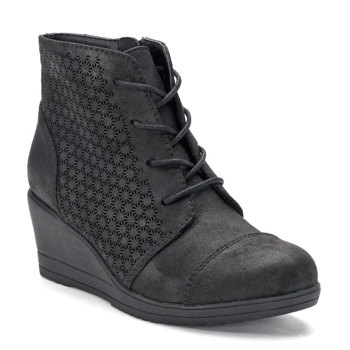 So&reg; Harmony Girls' Wedge Ankle Boots, Size: 3, Black