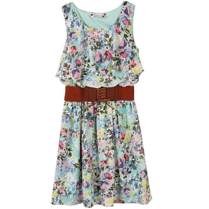 Girls 7-16 Speechless Popover Wide Belt Dress, Girl's, Size: 8, Red Overfl