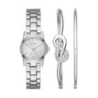 Folio Women's Watch & Knot Bangle Bracelet Set, Size: Small, Silver