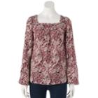 Women's Lc Lauren Conrad Shirred Peasant Top, Size: Xl, Dark Red