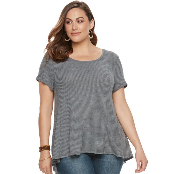 Plus Size Sonoma Goods For Life&trade; Waffle-weave Swing Tee, Women's, Size: 3xl, Dark Grey