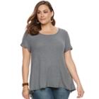 Plus Size Sonoma Goods For Life&trade; Waffle-weave Swing Tee, Women's, Size: 3xl, Dark Grey