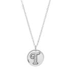 Silver Plated Crystal Initial Disc Pendant Necklace, Women's, Size: 18, White
