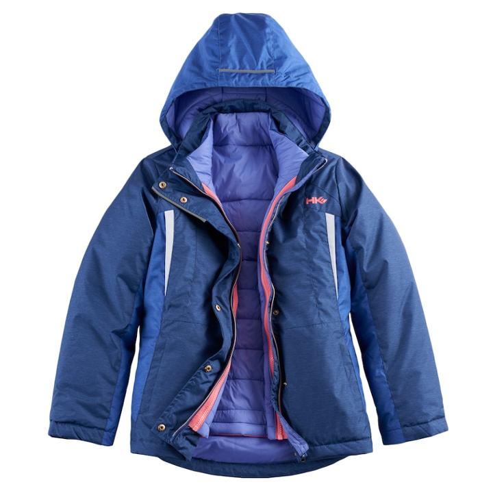 Girls 7-16 Hawke & Co Heavyweight 4-in-1 Systems Jacket, Size: 14, Green