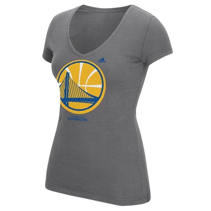 Women's Adidas Golden State Warriors Netted Shine Logo Tee, Size: Medium, Grey