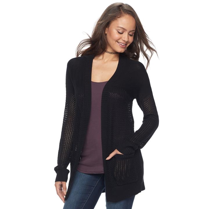 Juniors' So&reg; Drop Shoulder Open Stitch Cardigan, Teens, Size: Xl, Oxford