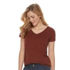 Women's Sonoma Goods For Life&trade; Slubbed V-neck Tee, Size: Large, Red/coppr (rust/coppr)