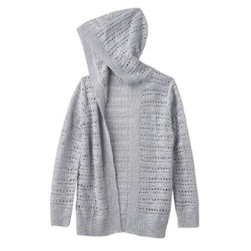 Girls 7-16 Blush & Bloom Hooded Open-knit Cardigan, Girl's, Size: Medium, Light Blue