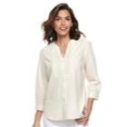 Women's Cathy Daniels Pintuck Linen-blend Shirt, Size: Xl, Beige