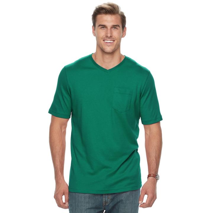 Big & Tall Croft & Barrow&reg; Classic-fit Easy-care V-neck Pocket Tee, Men's, Size: L Tall, Green