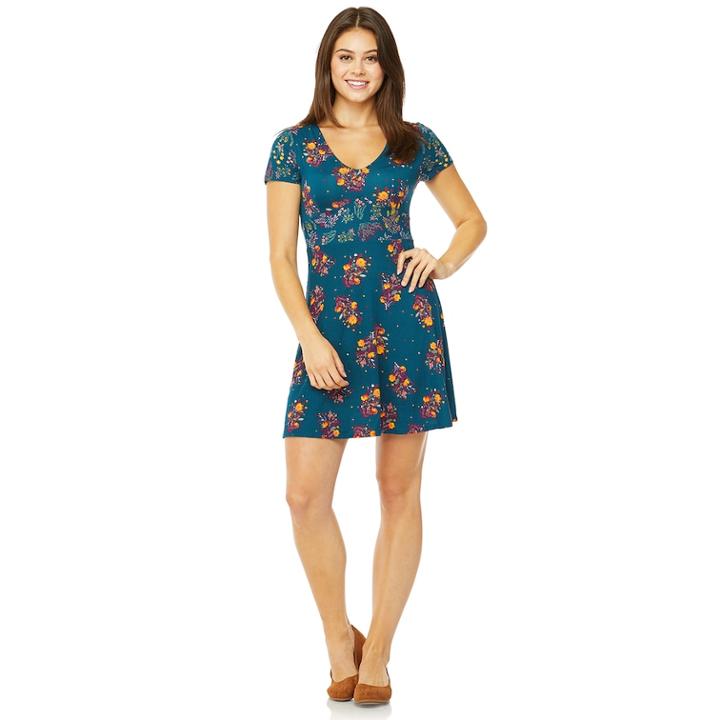 Juniors' Wallflower Floral Skater Dress, Teens, Size: Small, Lt Green