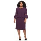 Plus Size Maya Brooke Bell Sleeve Jacket & Dress Set, Women's, Size: 14 W, Purple Oth