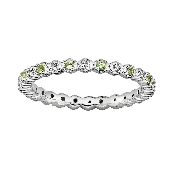 Stacks And Stones Sterling Silver Peridot And Diamond Accent Stack Ring, Women's, Size: 9, Green