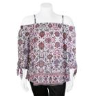 Juniors' Plus Size Iz Byer Scroll Off-the-shoulder Top, Teens, Size: 3xl, White Gd Floral Border