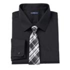 Big & Tall Croft & Barrow&reg; Classic-fit Striped Dress Shirt And Patterned Tie Boxed Set, Men's, Size: 17 36/7t, Black
