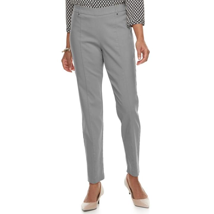 Petite Napa Valley Millennium Seam Front Pants, Women's, Size: 8 Petite, Light Grey