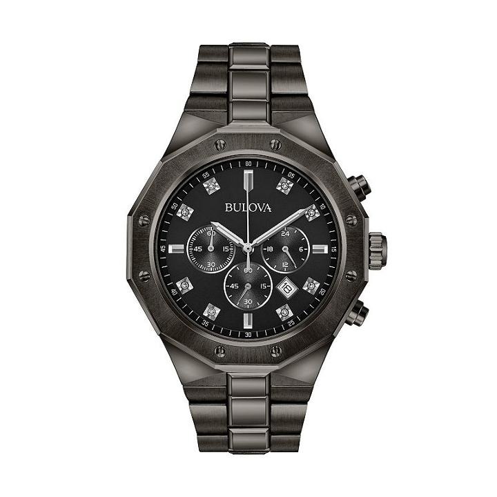 Bulova Men's Diamond Ion-plated Stainless Steel Chronograph Watch - 98d142, Grey