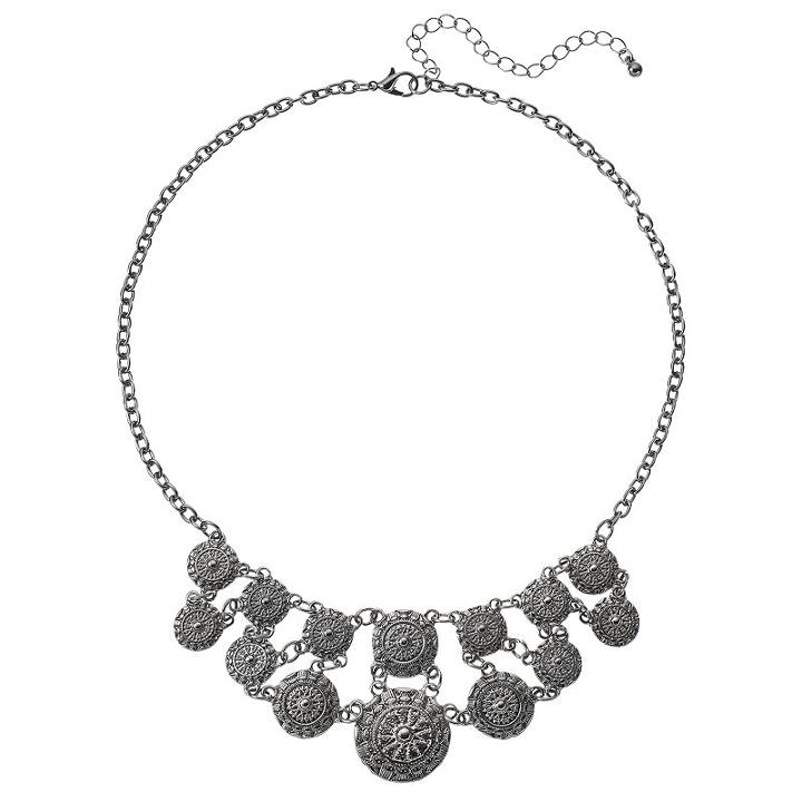 Mudd&reg; Medallion Swag Necklace, Women's, Black