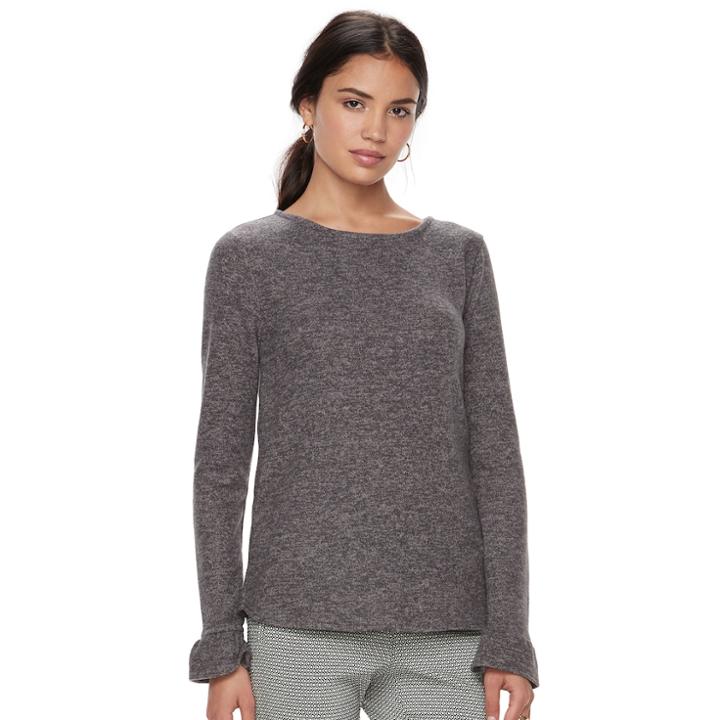 Women's Elle&trade; Ruffle Top, Size: Medium, Grey Other