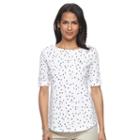 Women's Croft & Barrow&reg; Printed Slubbed Tee, Size: Small, White