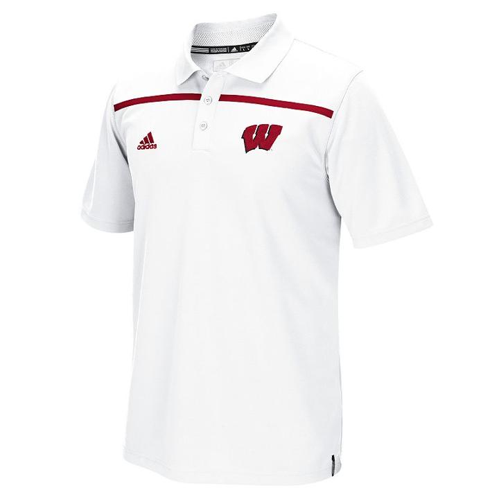 Men's Adidas Wisconsin Badgers Sideline Coaches Polo, Size: Small, White