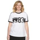 Juniors' Plus Size So&reg; Ringer Graphic Tee, Size: 1xl, White