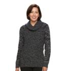 Women's Croft & Barrow&reg; Marled Cowlneck Sweater, Size: Large, Black