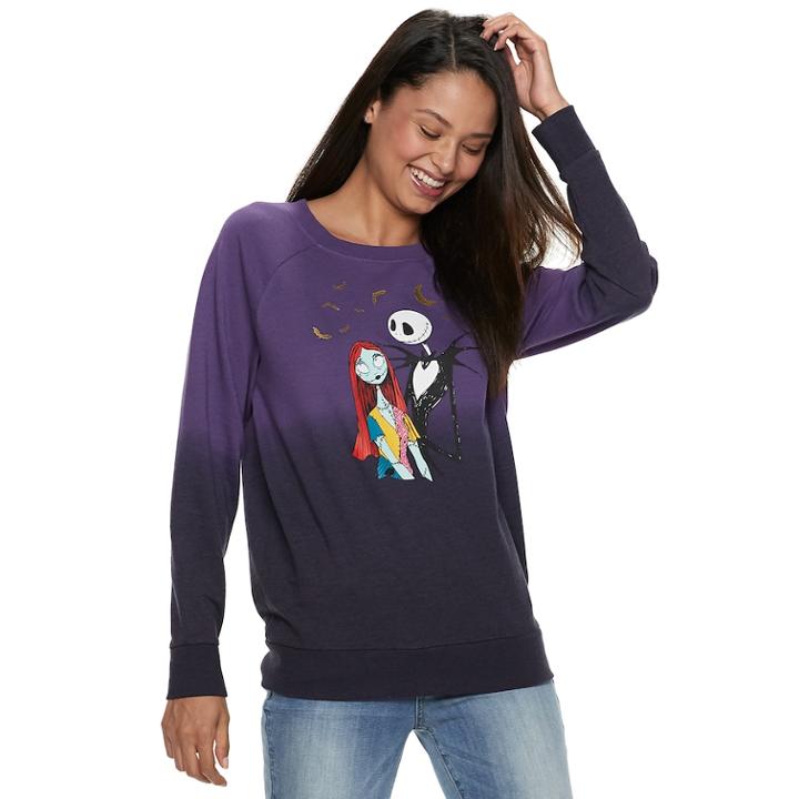 Disney's The Nightmare Before Christmas Juniors' Jack & Sally Dip-dye Top, Teens, Size: Small, Black