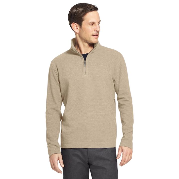 Men's Van Heusen Ottoman Flex Quarter-zip Knit Top, Size: Xxl, Med Beige