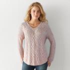 Women's Sonoma Goods For Life&trade; Cable Knit V-neck Sweater, Size: Large, Brt Pink
