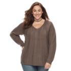 Plus Size Sonoma Goods For Life&trade; Cable-knit Sweater, Women's, Size: 4xl, Med Brown