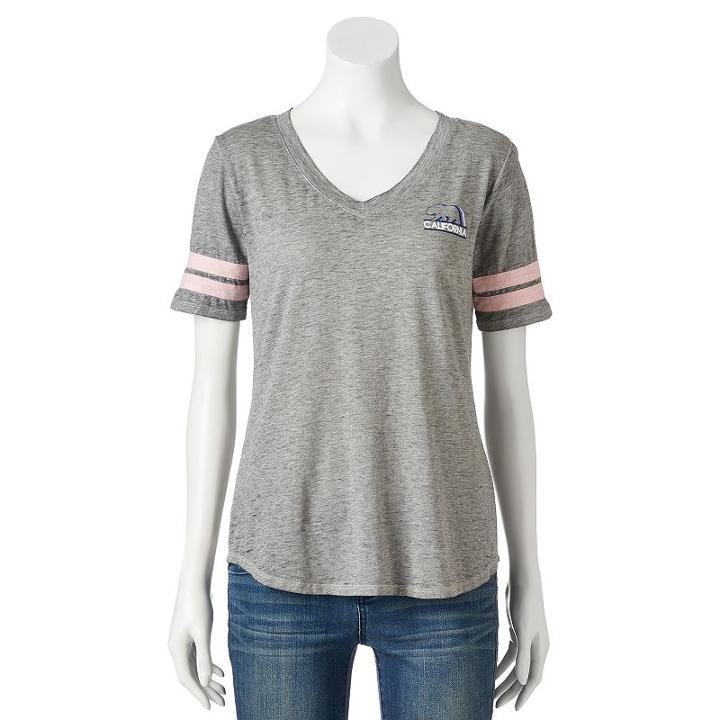 Juniors' California Grizzly Bear Burnout Varsity Graphic Tee, Girl's, Size: Large, Grey Other