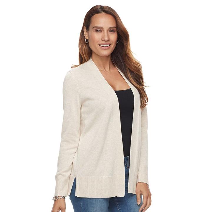 Petite Croft & Barrow&reg; Open-front Cardigan, Women's, Size: S Petite, Lt Beige