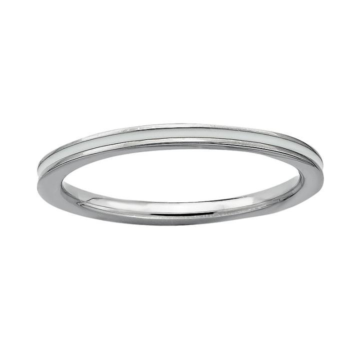Stacks And Stones Sterling Silver White Enamel Stack Ring, Women's, Size: 7
