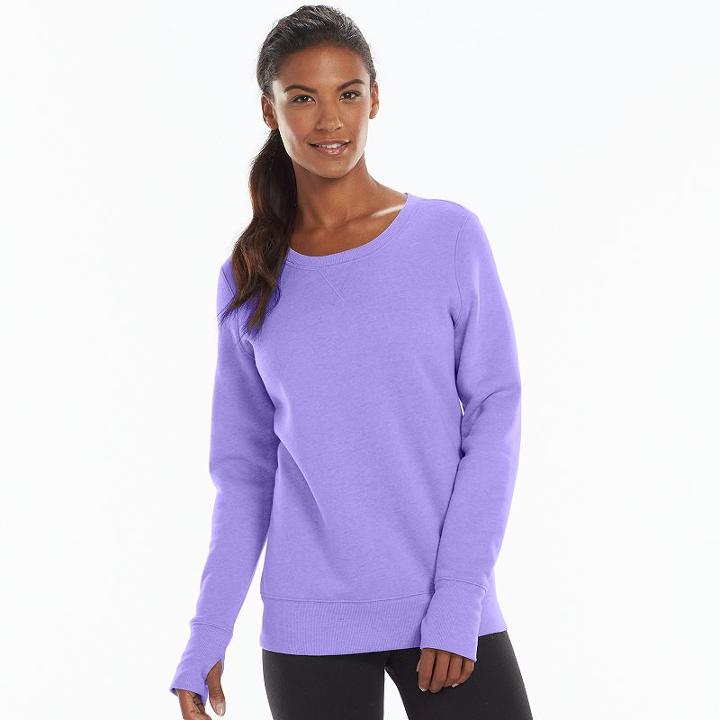Women's Tek Gear&reg; Fleece Crewneck Sweatshirt, Size: Xs, Med Purple