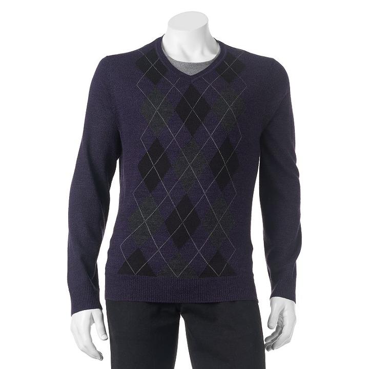 Big & Tall Apt. 9 Classic-fit Argyle Merino Sweater, Men's, Size: 2xb, Purple