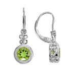 Sterling Silver Peridot And Lab-created White Sapphire Drop Earrings, Women's, Green